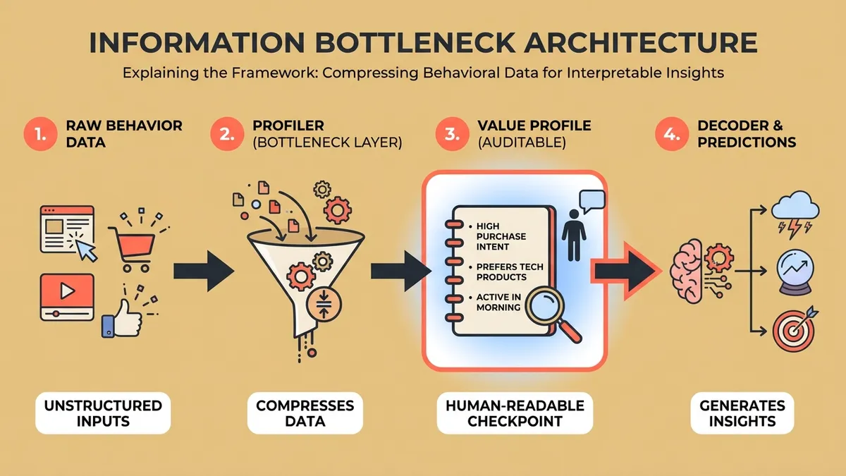 The information bottleneck architecture: compressing behavioral data into interpretable value profiles