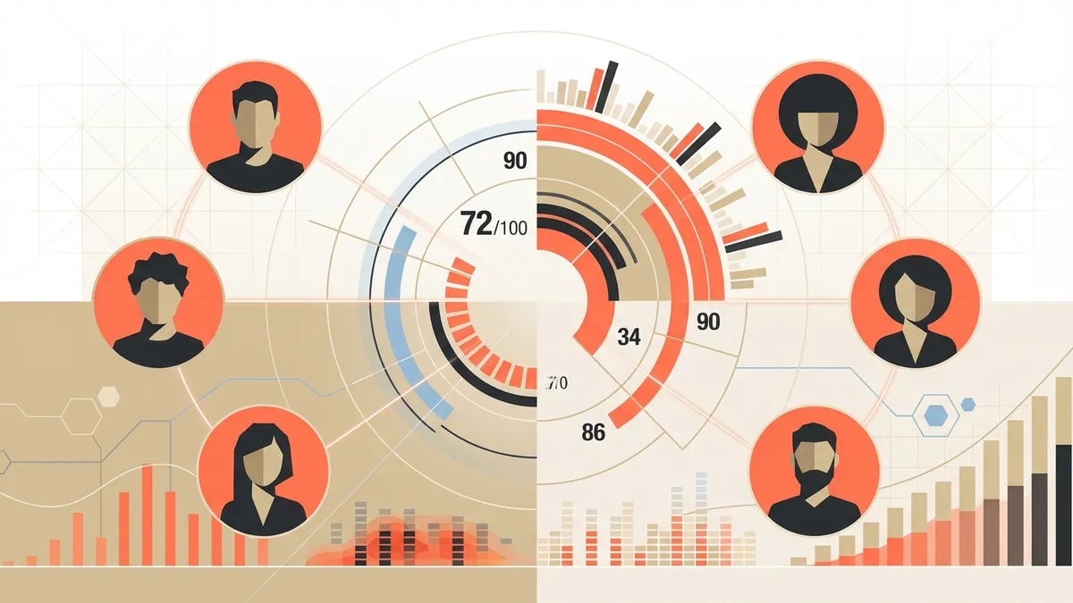 Coinbase Everything is Fine video ad evaluation showing score breakdown across 5 Virtual Voices